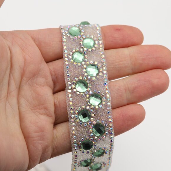 Sparkly Green Choker Necklace Adjustable Length Rhinestone Chokers  (#72) - Picture 5 of 12